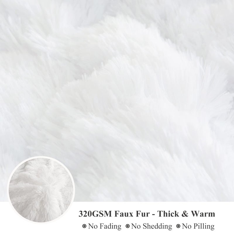 XeGe Plush Shaggy Duvet Cover, Luxury Ultra Soft Crystal Velvet Fuzzy Bedding 1PC(1 Faux Fur Duvet Cover), Fluffy Furry Comforter Cover for Bedroom Home Decoration, Zipper Closure(King, White) - Image 4